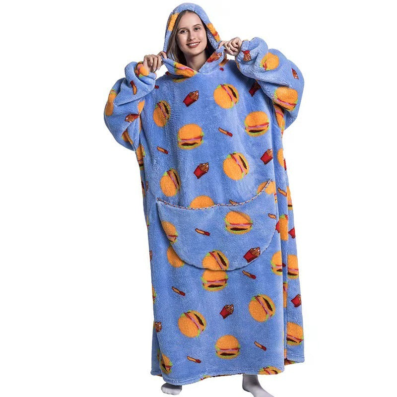 Fleece Hooded Wearable Blanket Sweatshirt