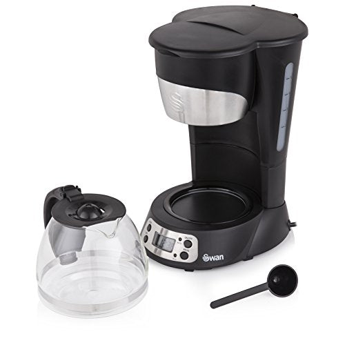 Swan SK13130N Programmable Coffee Maker with Keep Warm Function, LCD Timer, 750ml, 700W, Black