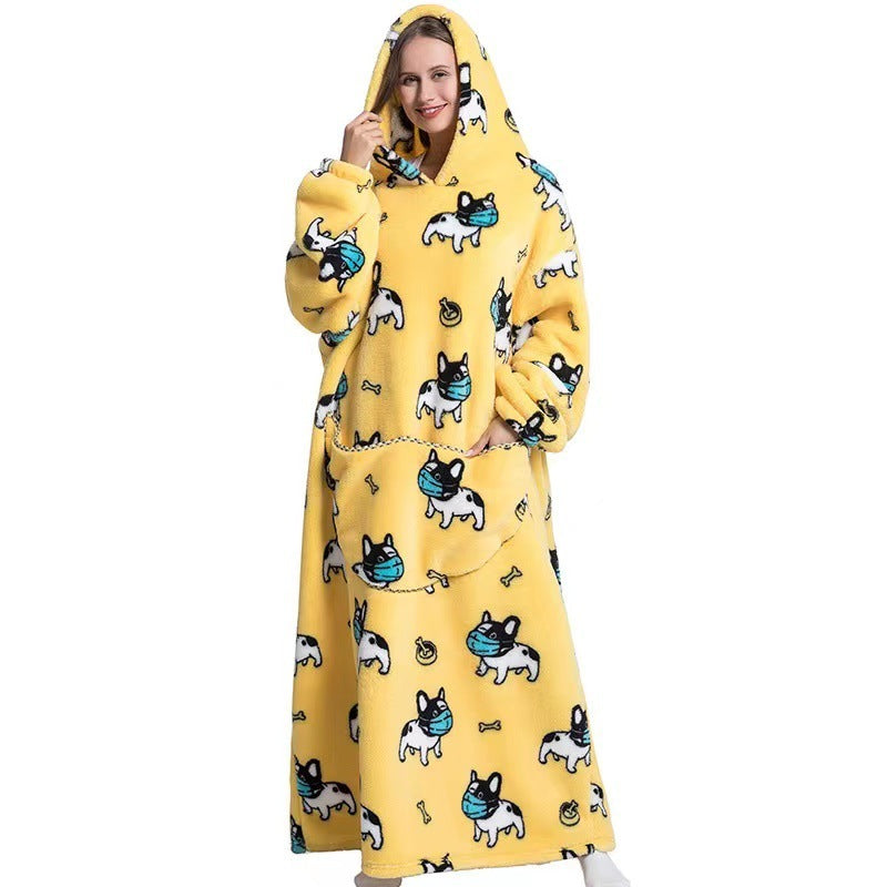 Fleece Hooded Wearable Blanket Sweatshirt