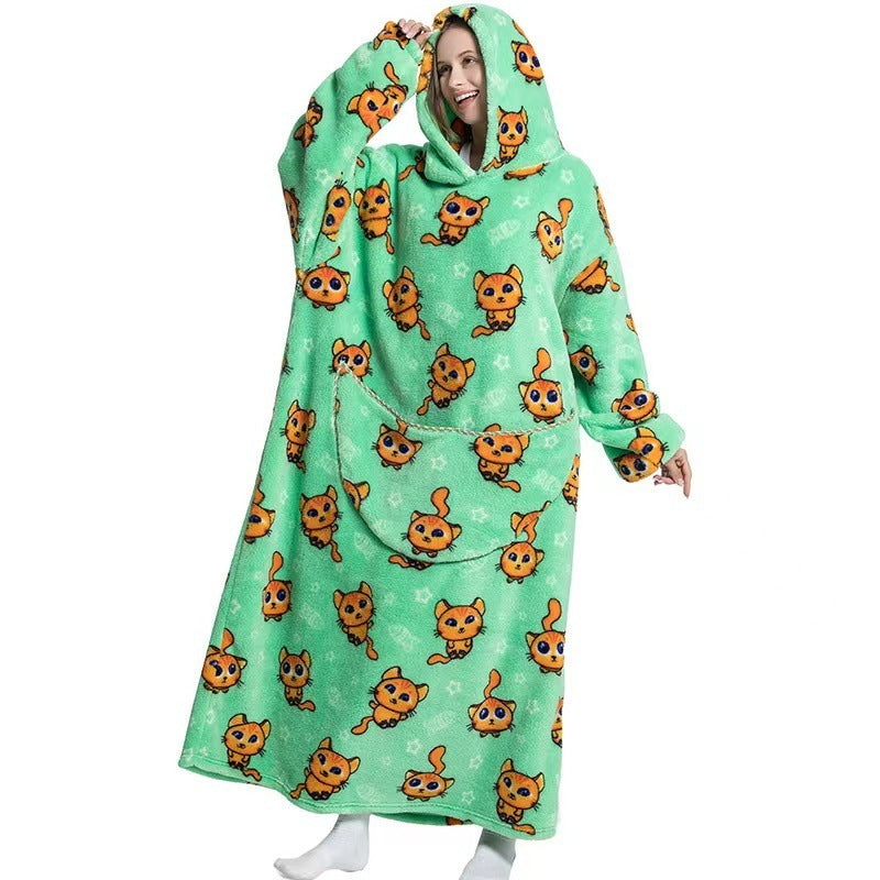 Fleece Hooded Wearable Blanket Sweatshirt