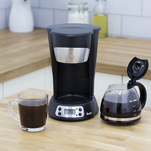 Swan SK13130N Programmable Coffee Maker with Keep Warm Function, LCD Timer, 750ml, 700W, Black