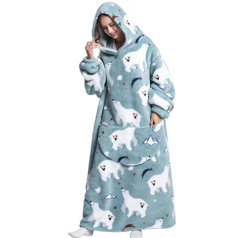 Fleece Hooded Wearable Blanket Sweatshirt