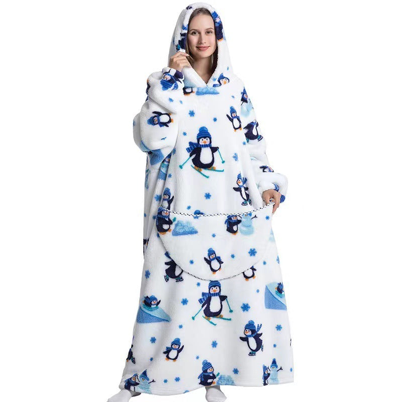 Fleece Hooded Wearable Blanket Sweatshirt