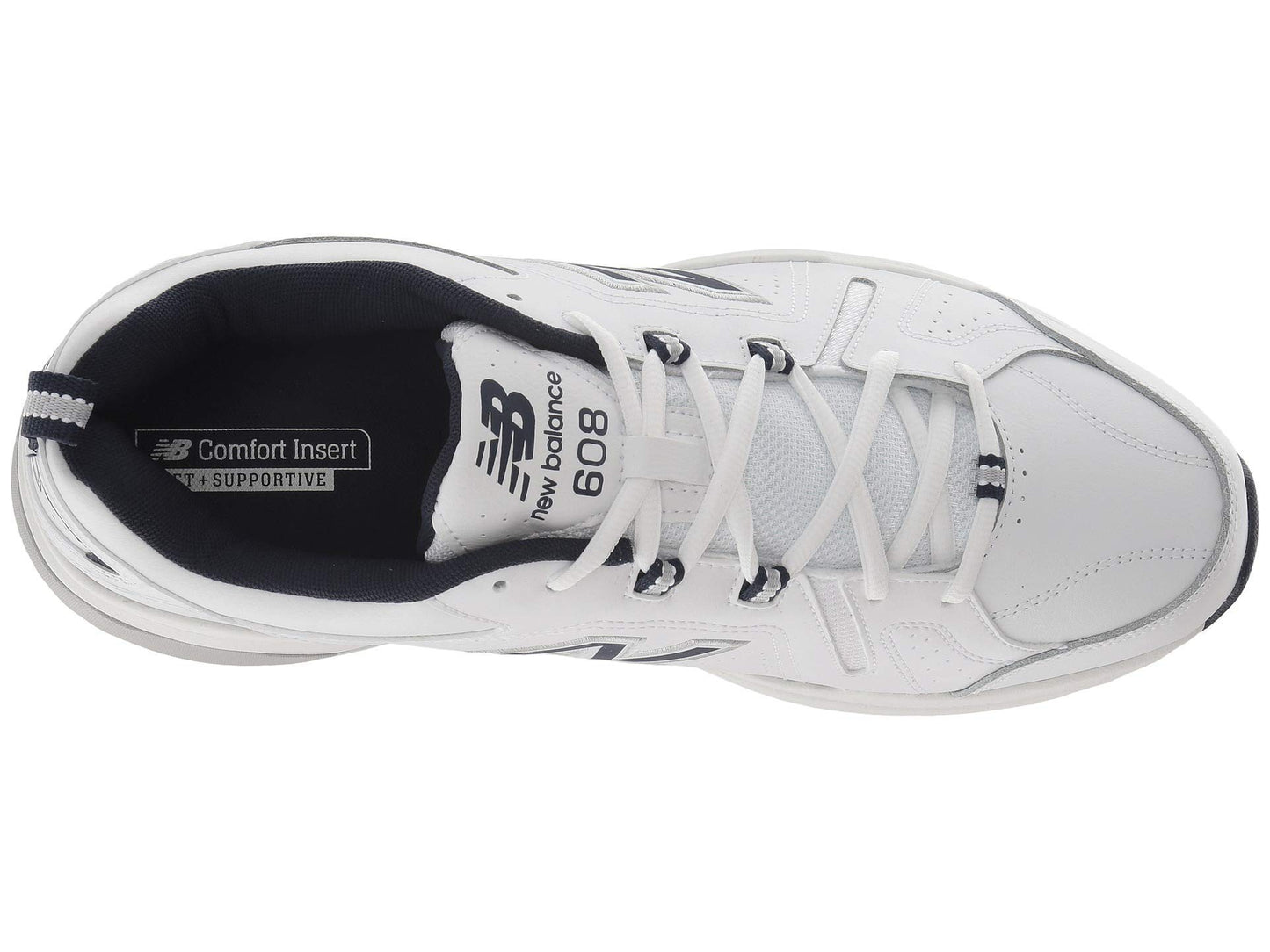 New Balance Men's 608 V5 Casual Comfort Cross Trainer, White/Navy, 10.5 X-Wide