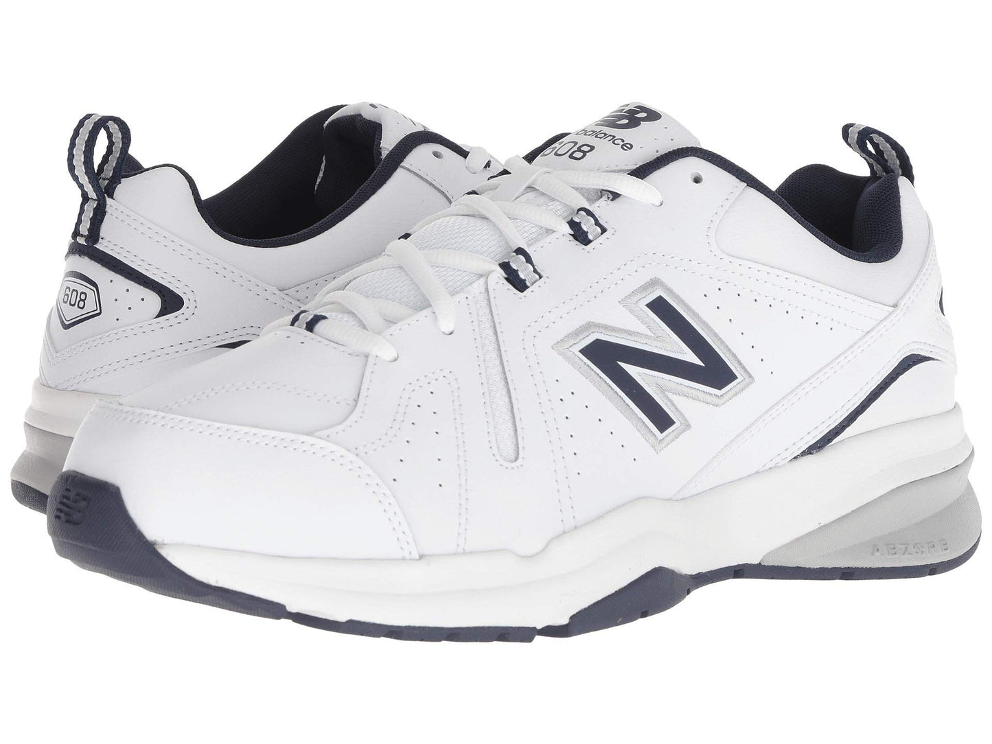 New Balance Men's 608 V5 Casual Comfort Cross Trainer, White/Navy, 10.5 X-Wide