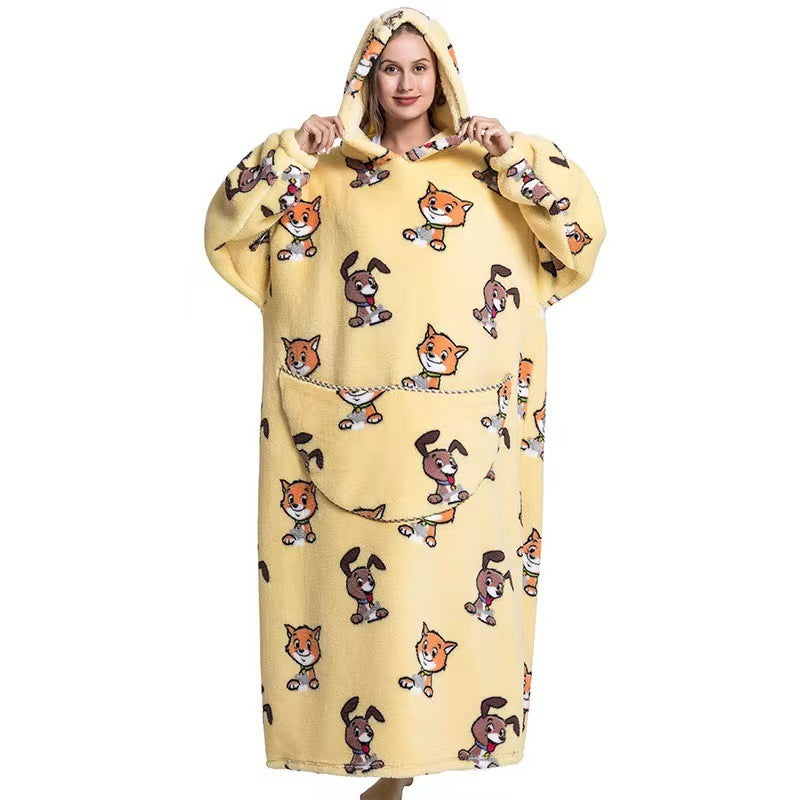 Fleece Hooded Wearable Blanket Sweatshirt