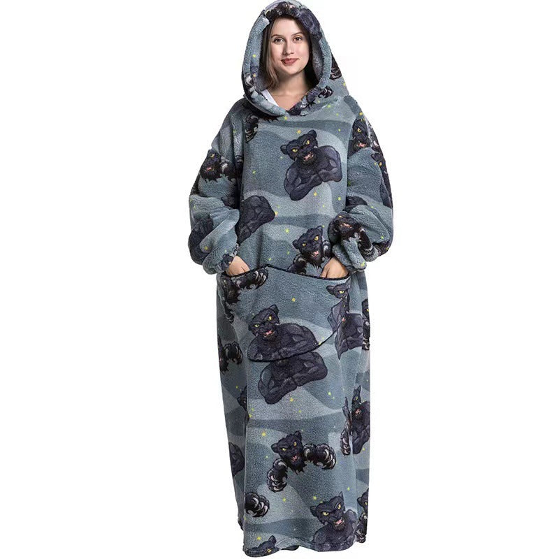 Fleece Hooded Wearable Blanket Sweatshirt