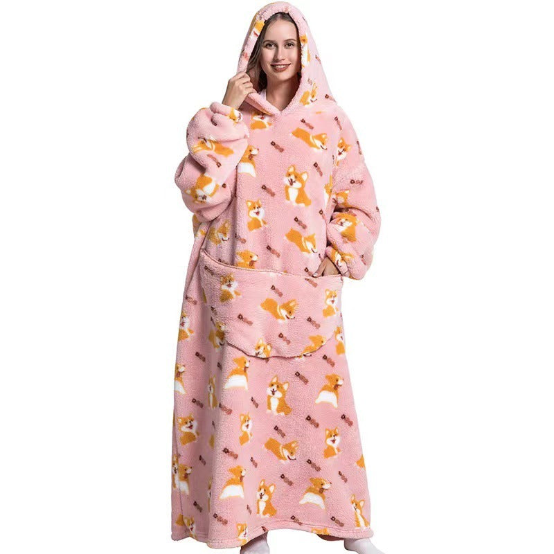 Fleece Hooded Wearable Blanket Sweatshirt