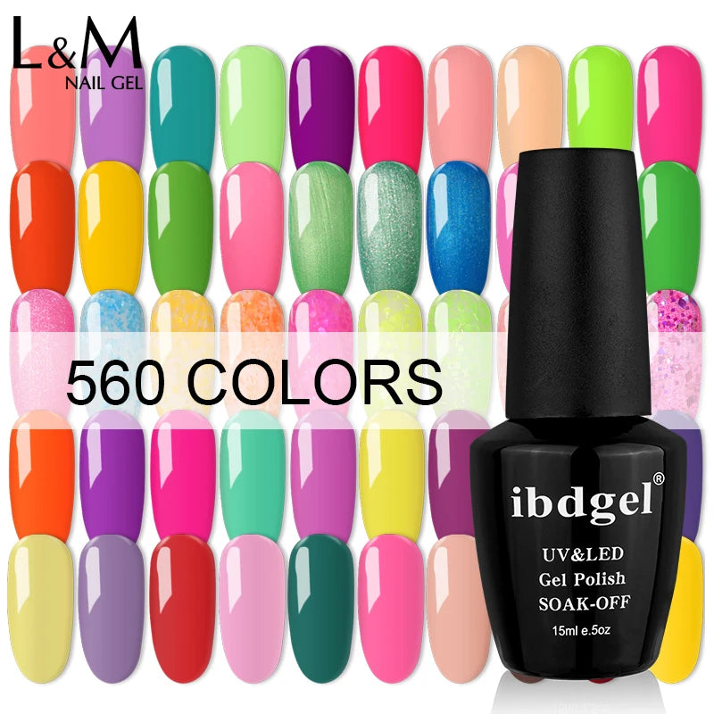 Ibdgel 12 Colors 15ML Nail Gel Polish Nail Accessories Semi-permanent Varnish Nail Art Nail Soak Off LED UV Gel Nail Venalisa