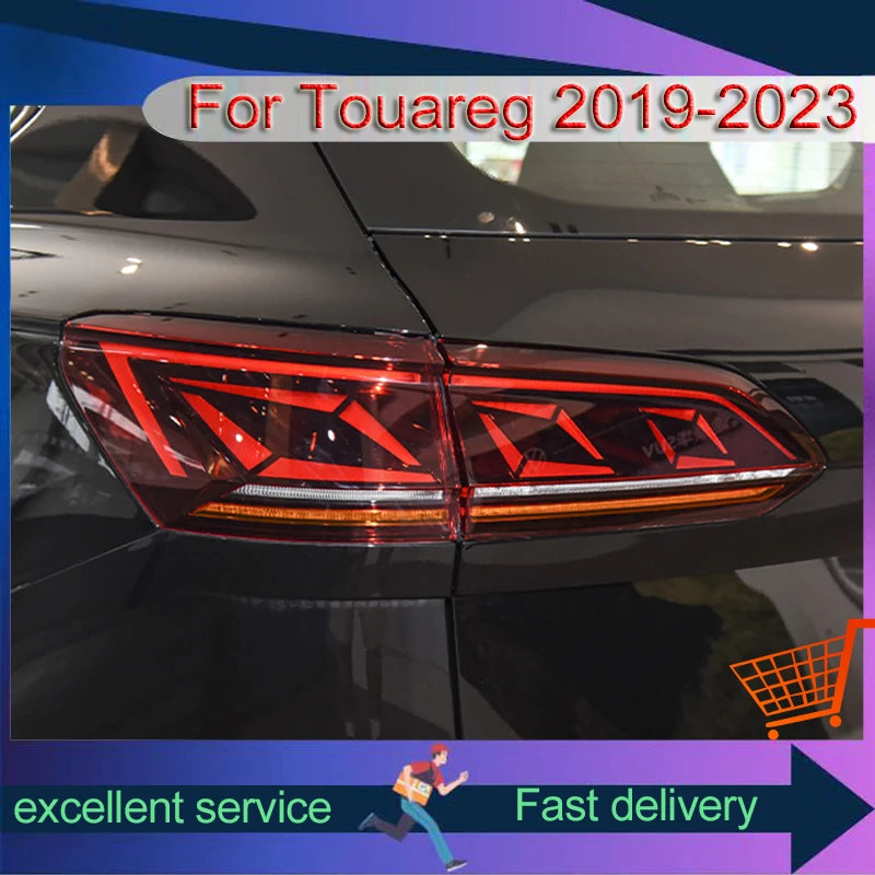 A Pair of Taillights For Volkswagen VW Touareg 2011-2018 Dynamic LED DRL Rear Lamp Reverse Auto Highlight Tools Car Accessories