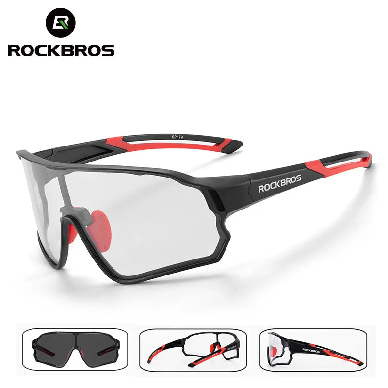 ROCKBROS Photochromic Bike Glasses Bicycle UV400 Sports Sunglasses for Men Women Anti Glare Lightweight Hiking Cycling Glasses