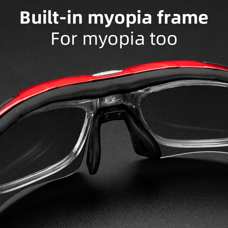 ROCKBROS Polarized Cycling Glasses Outdoor Sports Bicycle Sunglasses Mountain Bike Goggles Eyewear Myopia Frame 5 Lenses Light