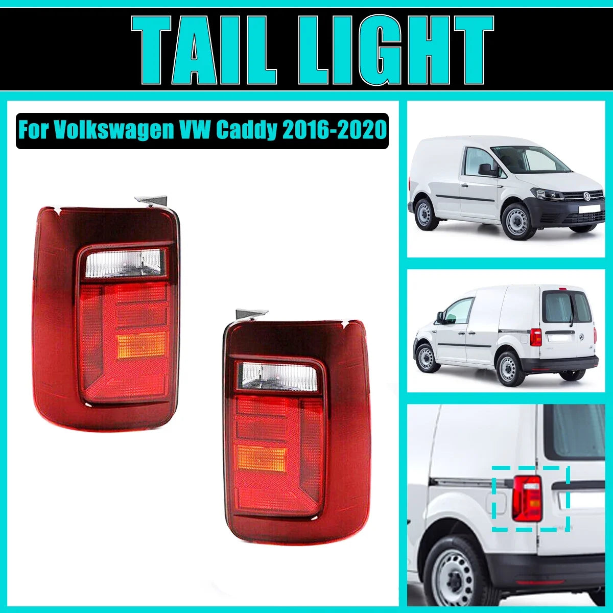 Tail Light No Bulb For Volkswagen VW Caddy 2016-2020 2017 2018 2x Rear lamp Taillight Brake Bumper Stop Fog Car Accessories Pair