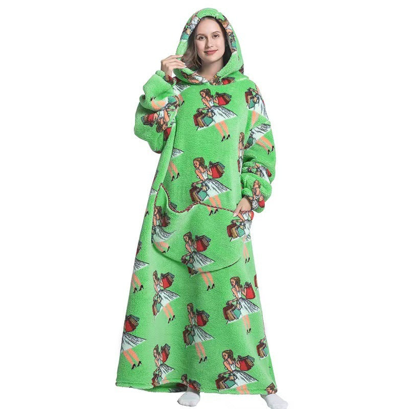 Fleece Hooded Wearable Blanket Sweatshirt