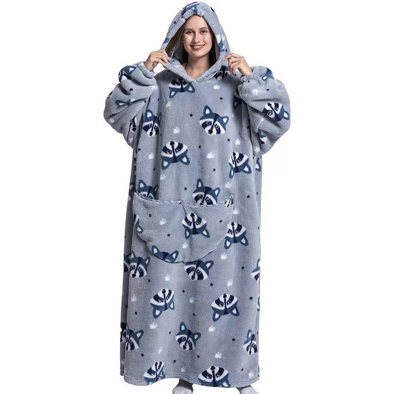 Fleece Hooded Wearable Blanket Sweatshirt