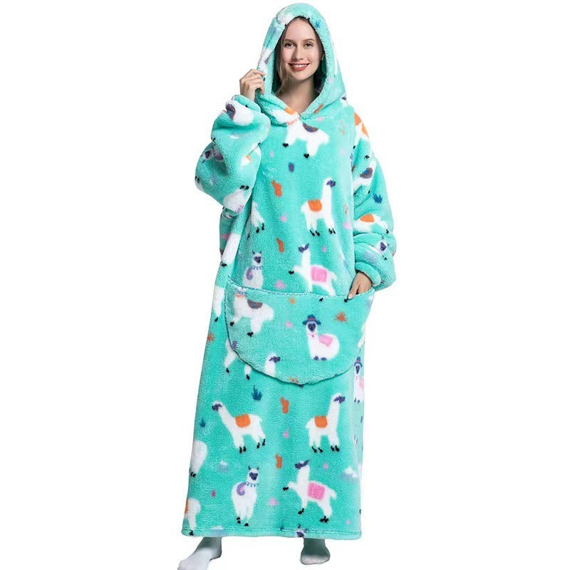 Fleece Hooded Wearable Blanket Sweatshirt