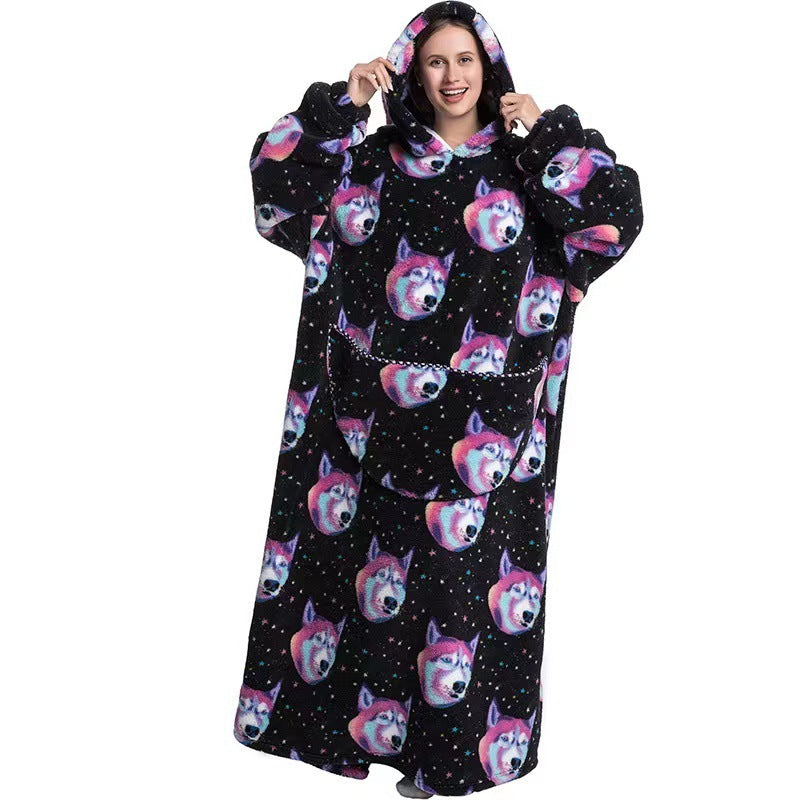 Fleece Hooded Wearable Blanket Sweatshirt