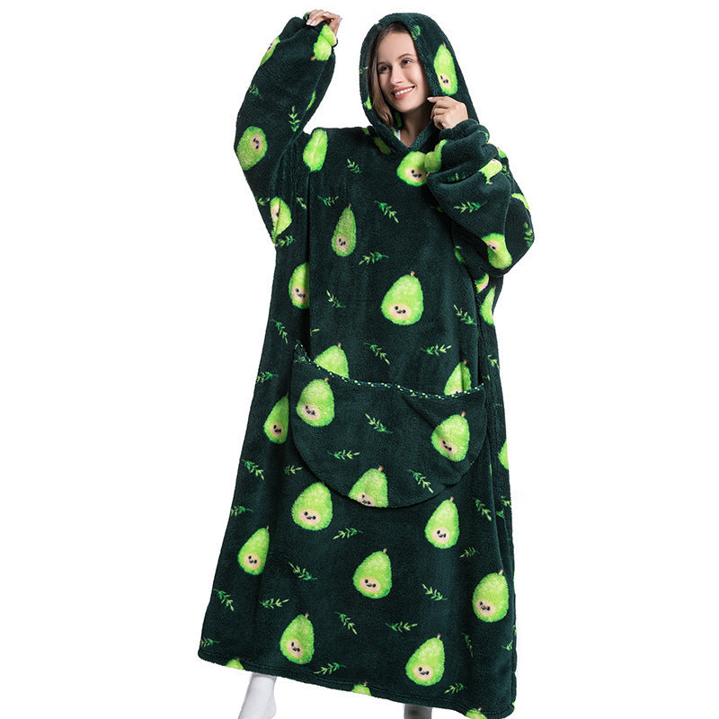 Fleece Hooded Wearable Blanket Sweatshirt